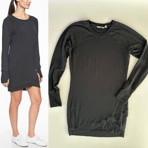 Athleta Criss Cross Sweatshirt Dress Tunic Black Size Small